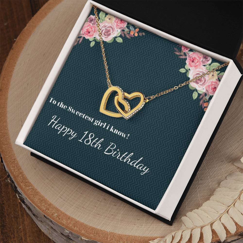 Happy 18Th Brithday Interlocking Hearts Necklace