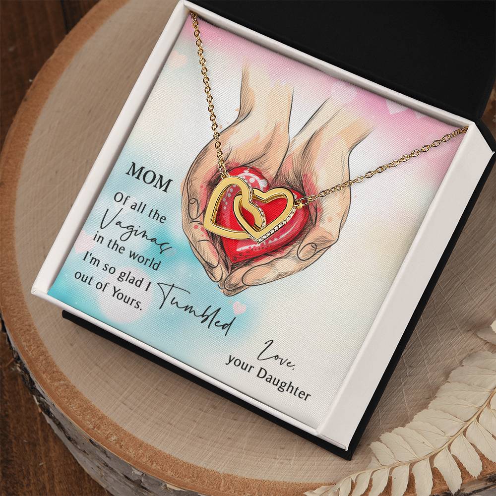 Mothers Day Gifts For Mom From Daughter Interlocking Hearts Necklace