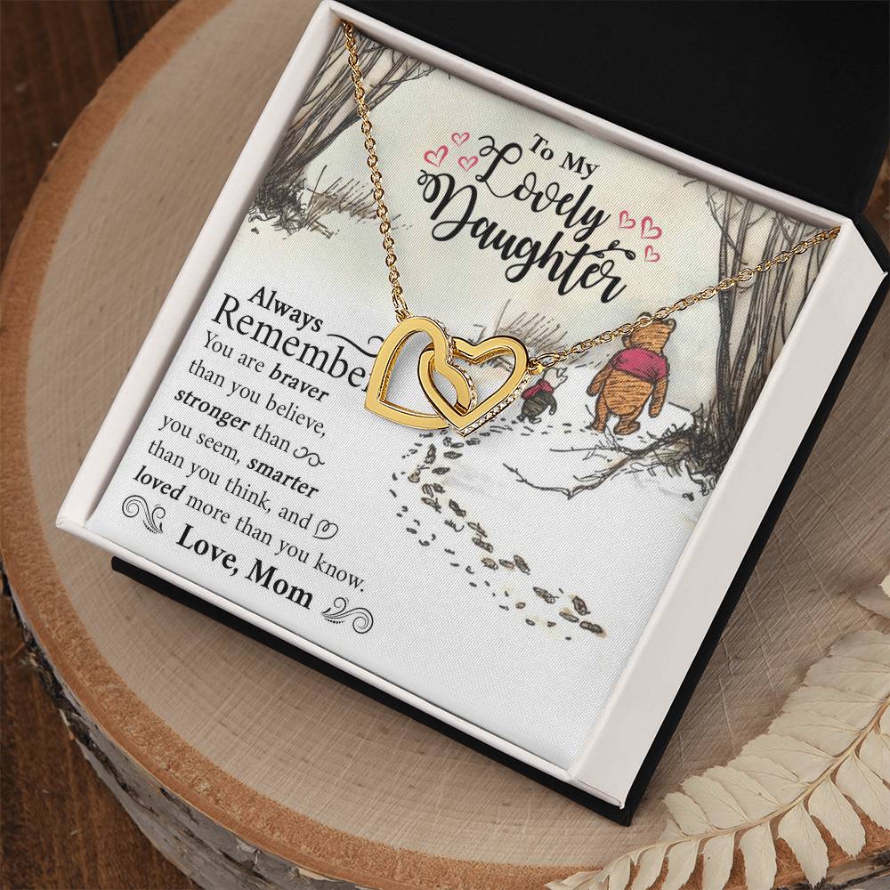 Lovely Daughter Winnie The Pooh Necklace Interlocking Hearts Necklace