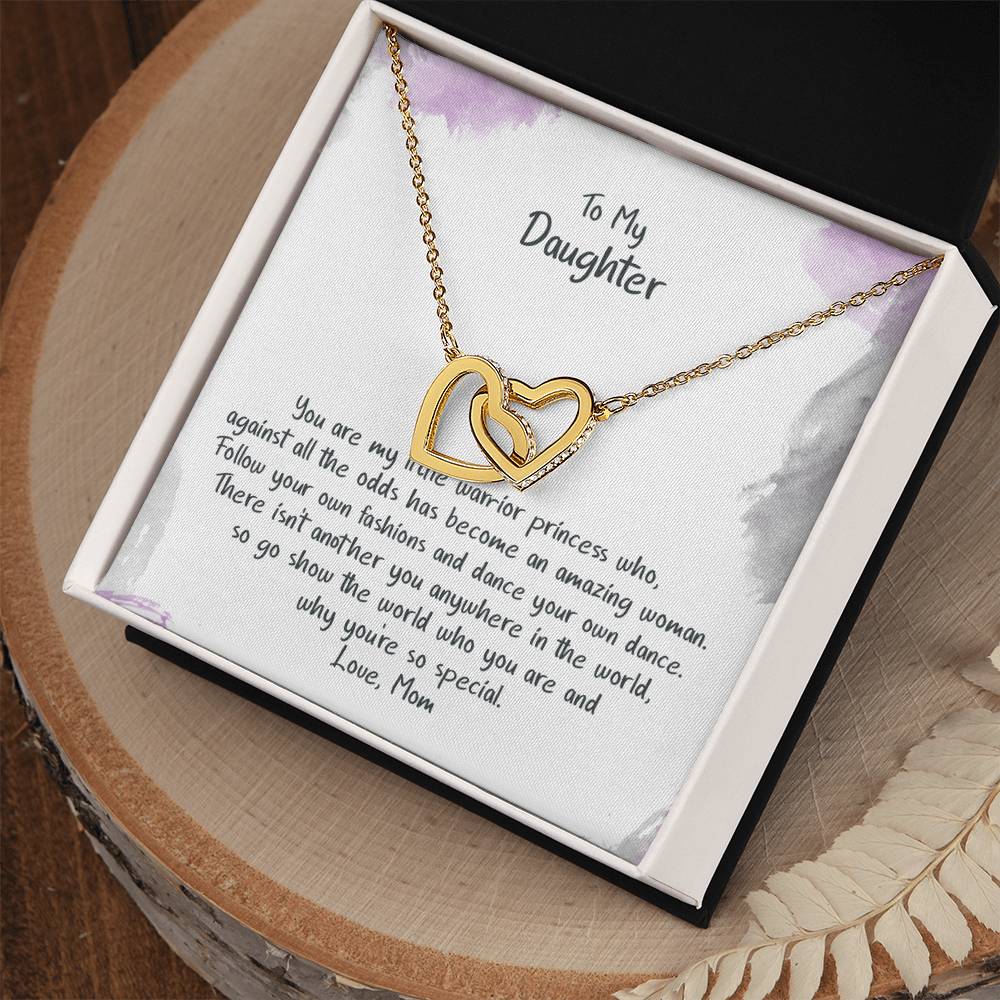 Daughter My Warrior Princess - Hearts Necklace Interlocking Hearts Necklace