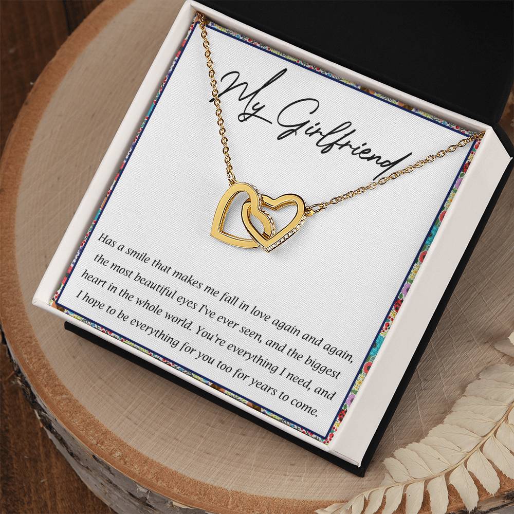 My Girlfriend Interlocking Hearts Necklace Message Card