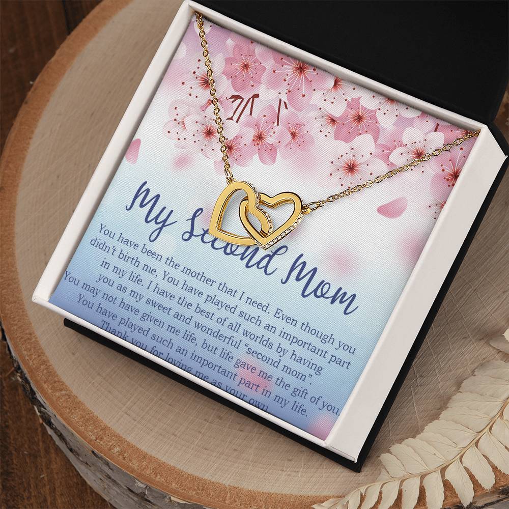 To My Second Mom Gifts Interlocking Hearts Necklace -