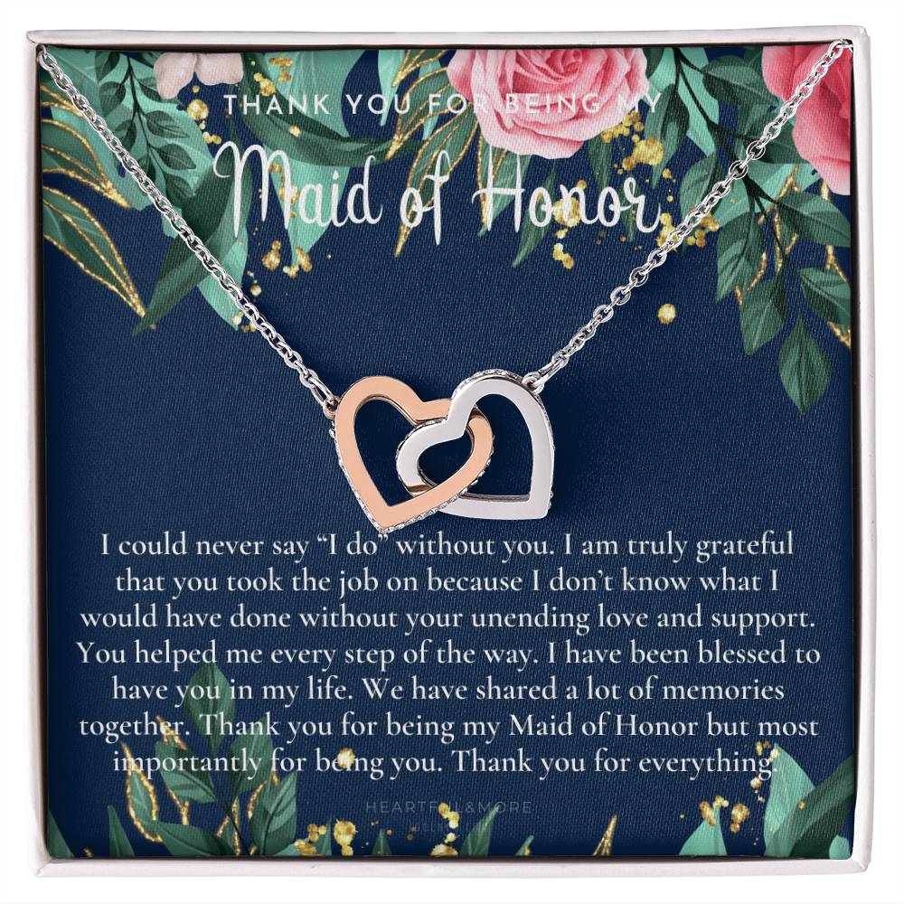 Maid Of Honor Thank You Gift From Bride Bridesmaid Gift Maid Of Honor Gift Necklace Matron Of Honor Gift Thank You Gift From Bride Interlocking Hearts Necklace