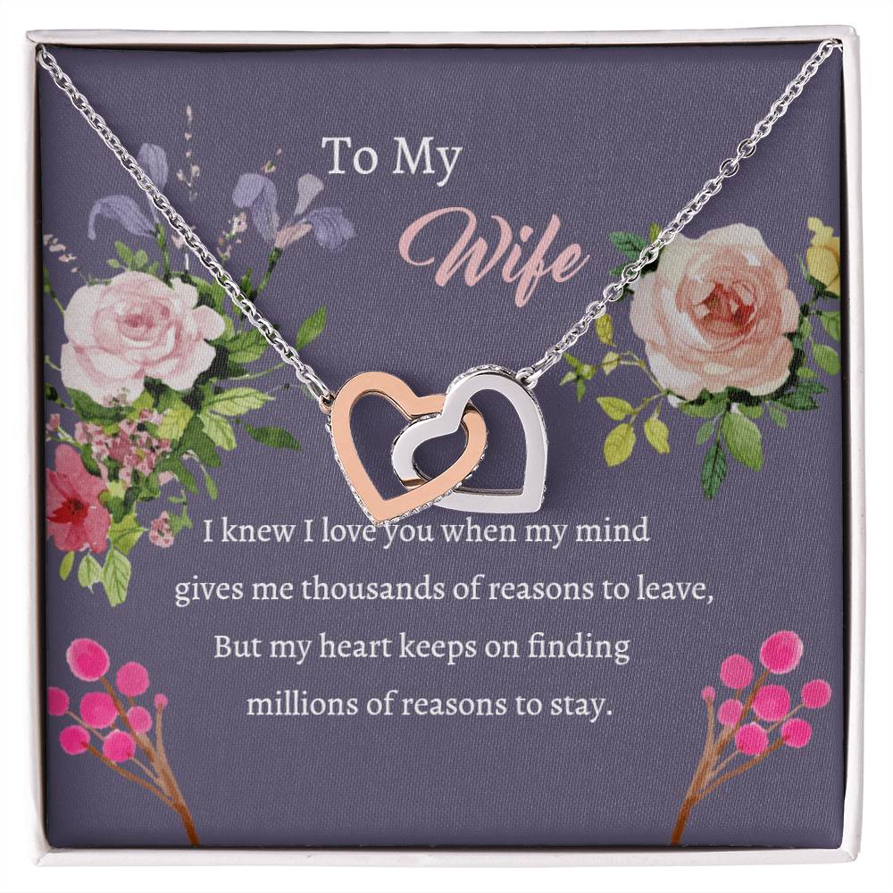 To My Wife - Mind Heart Stay - Necklace Interlocking Hearts Necklace