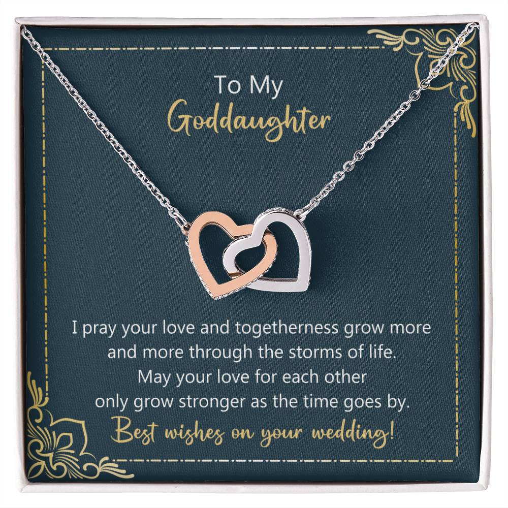 To My Goddaughter May Your Love Grow Stronger Necklace Interlocking Hearts Necklace