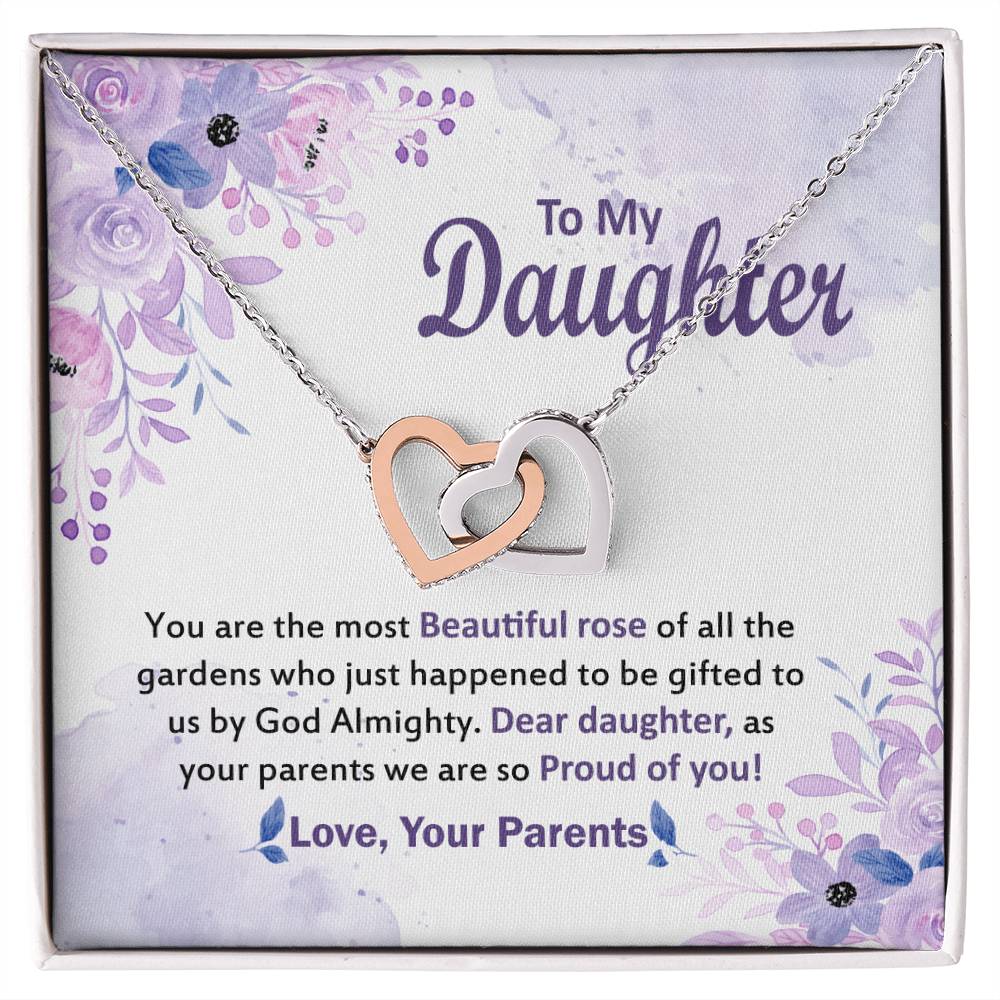 Gift For Daughter From Parents Message Card Necklace Interlocking Hearts Necklace