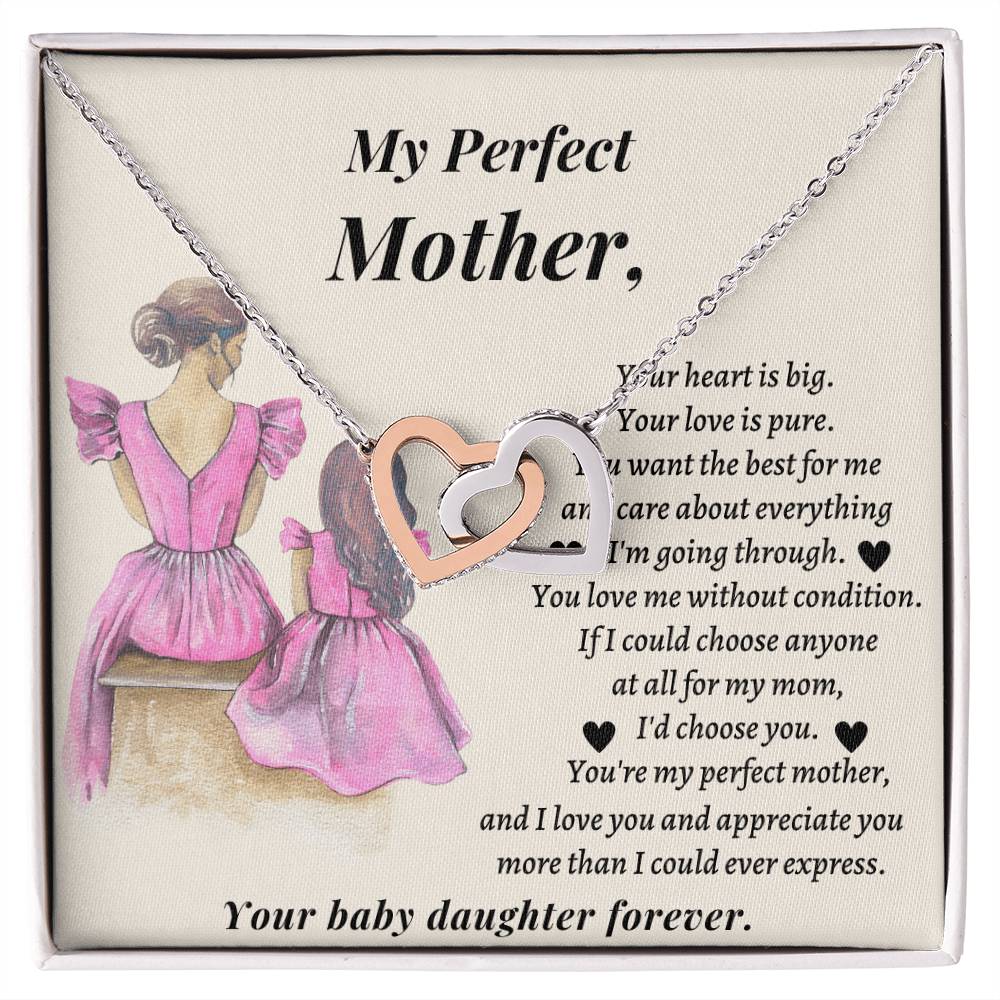 Wedding Gift For Mother - You'Re My Perfect Mother And I Love You And Appreciate You More Than I Could Ever Express Interlocking Hearts Necklace