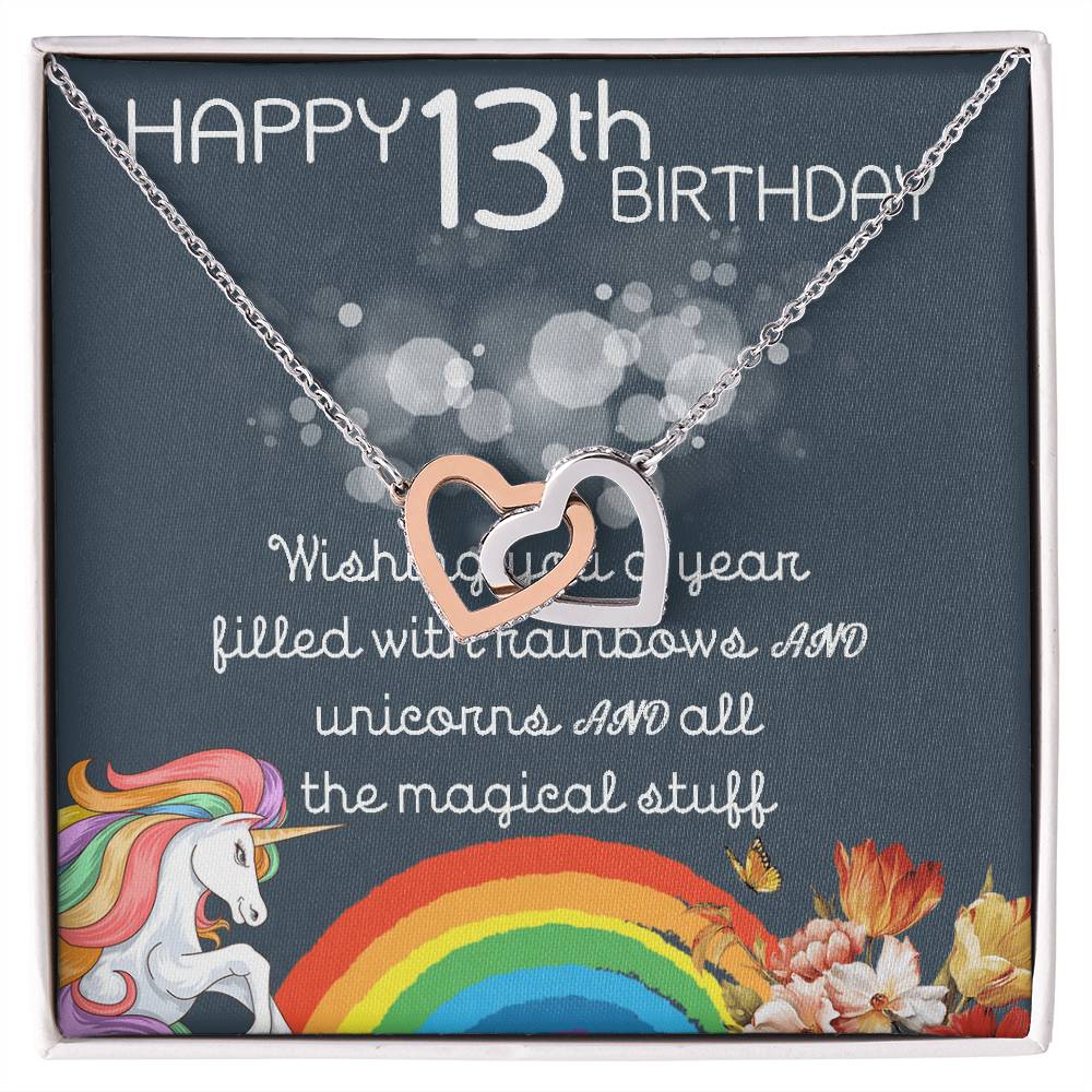 13Th Birthday Necklace Gifts For Girls Cute Unicorn 13 Years Old Girl Jewelry Gift For Daughter Niece Interlocking Necklace Xu246Il06 Interlocking Hearts Necklace