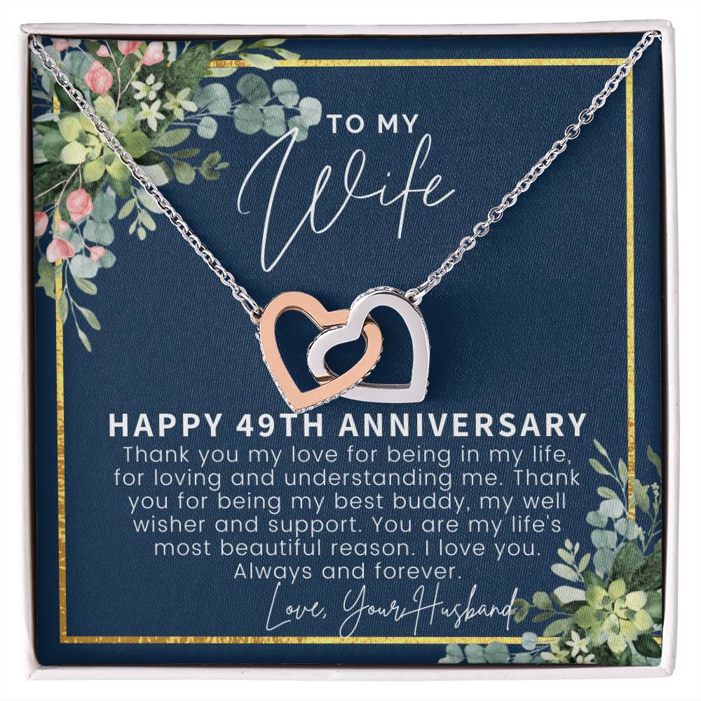 49Th Anniversary Gift For Wife 49Th Anniversary Gifts 49 Year Anniversary Gift Ideas 49 Year Wedding Anniversary Gift For Her Interlocking Hearts Necklace