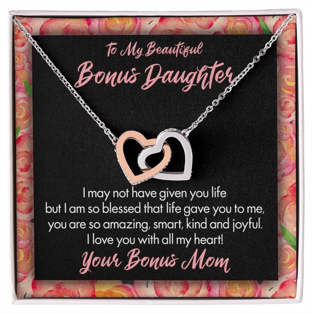 My Beautiful Bonus Daughter Interlocking Hearts Necklace