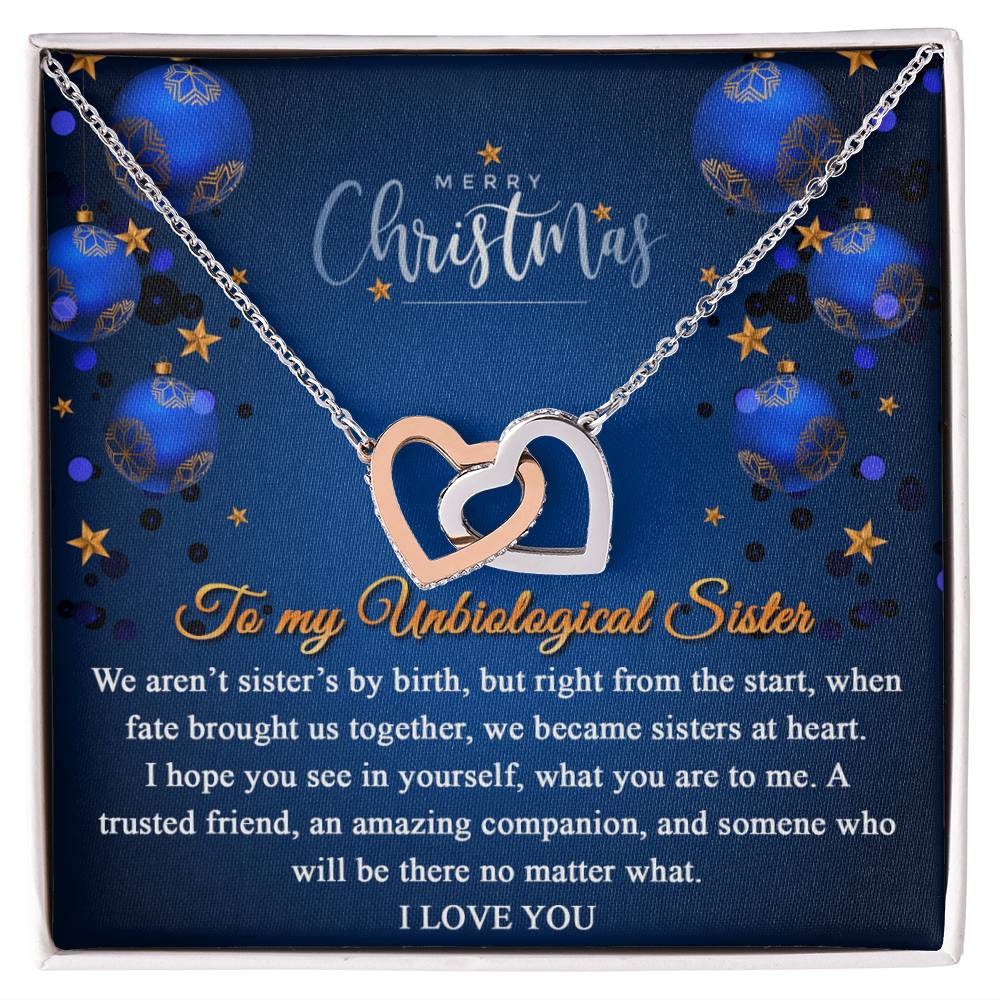 Merry Christmas To My Unbiological Sister Interlocked Hearts Necklace Interlocking Hearts Necklace