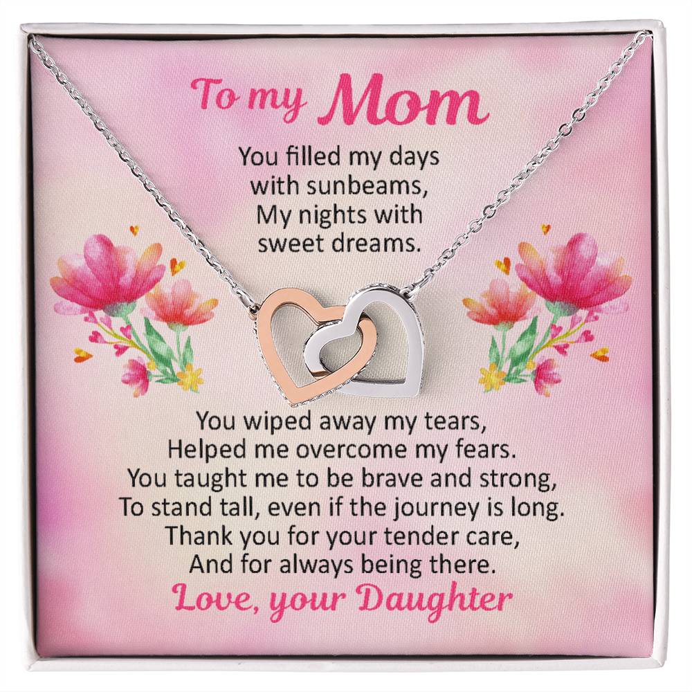To My Mom - Sunbeams And Sweet Dreams - Necklace Interlocking Hearts Necklace