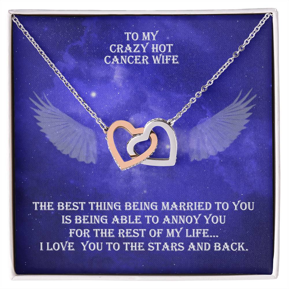 Hot Cancer Wife Interlocked Hearts Necklace With Personal Message Card And Jewelry Box. Interlocking Hearts Necklace