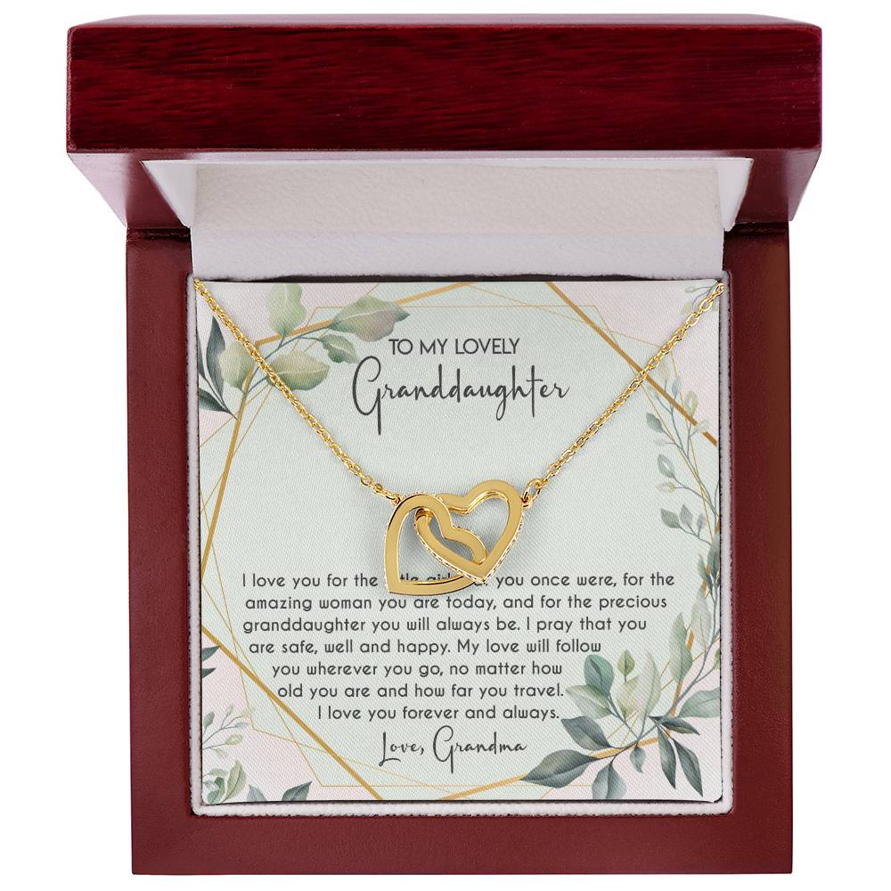 To My Lovely Granddaughter Necklace Gift To Granddaughter From Grandma Granddaughter Birthday Graduation Gift Interlocking Hearts Necklace