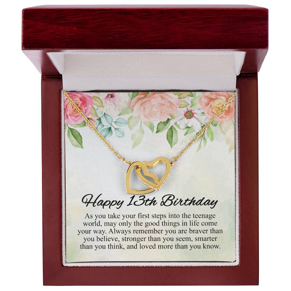 Happy 13Th Birthday Interlocking Hearts Necklace