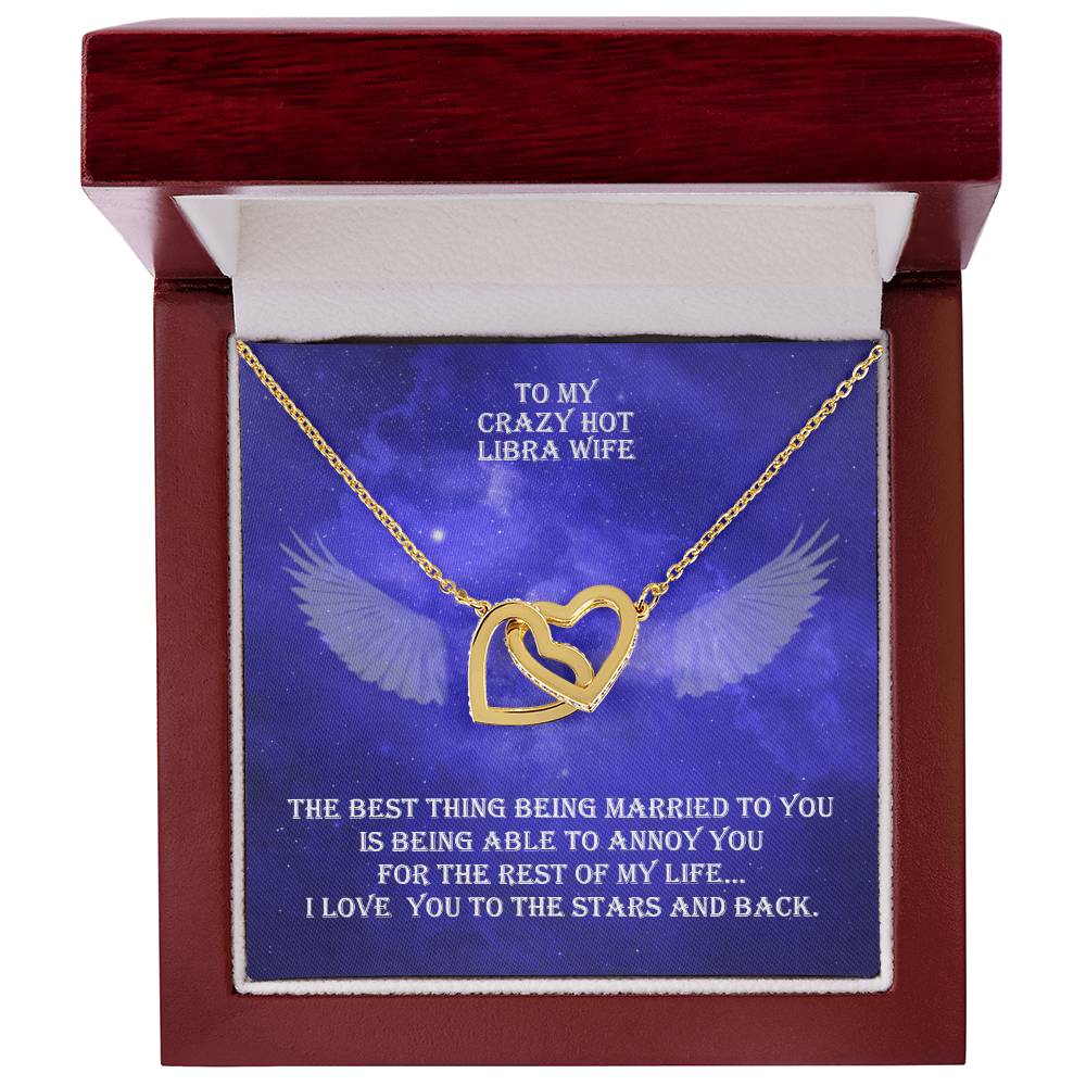 Hot Libra Wife Interlocked Hearts Necklace With Personal Message Card And Jewelry Box. Interlocking Hearts Necklace