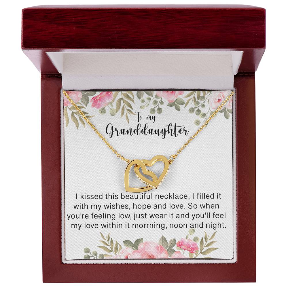 To My Granddaughter - I Love You Interlocking Hearts Necklace