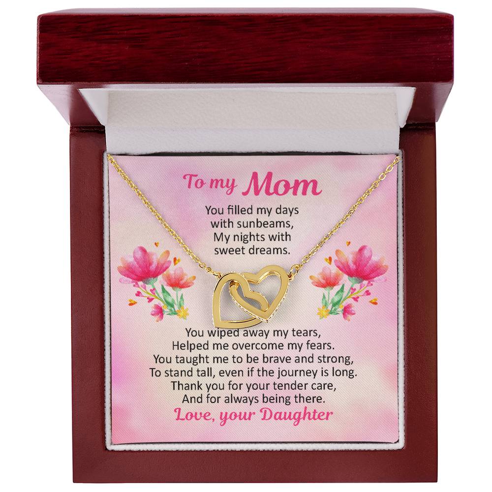 To My Mom - Sunbeams And Sweet Dreams - Necklace Interlocking Hearts Necklace