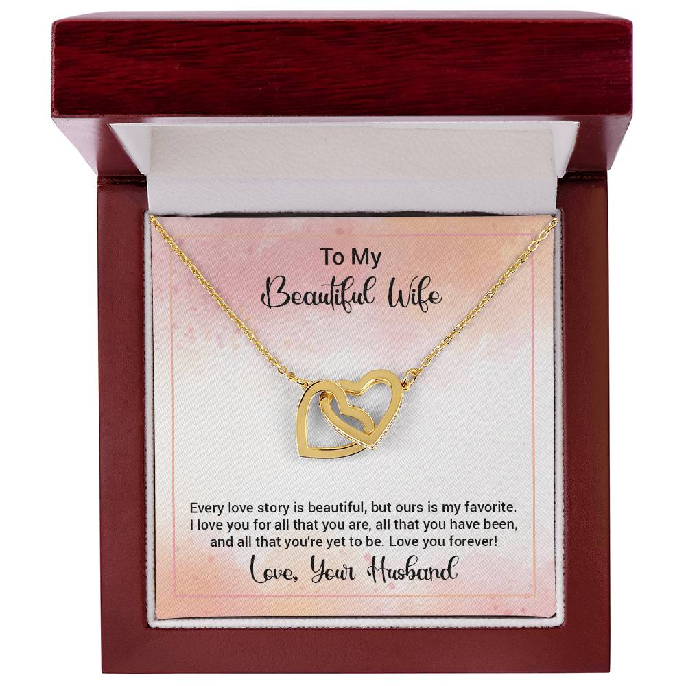 Interlocking Hearts Necklace To My Beautiful Wife Happy Anniversary