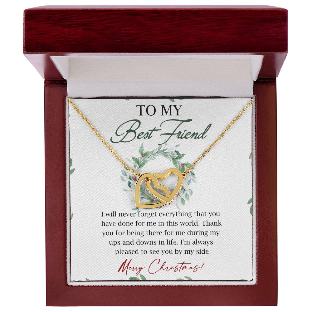 To My Best Friend Interlocking Hearts Necklace Message Card