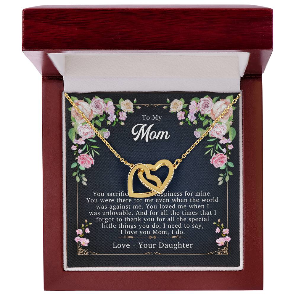 To My Mom - I Love You I Do - Necklace Interlocking Hearts Necklace