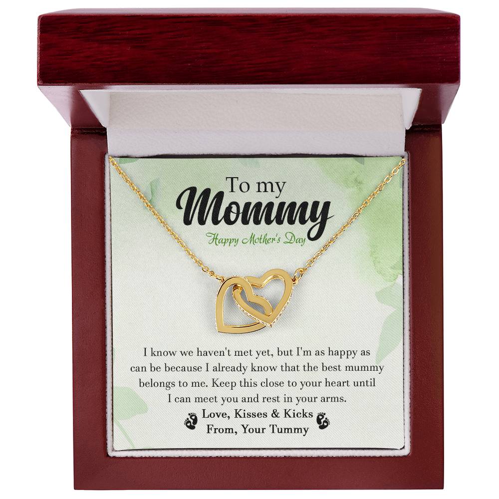 To My Mommy - From Your Tummy - Pregnancy Gift - Mother'S Day Gift - Luxury Necklace Interlocking Hearts Necklace