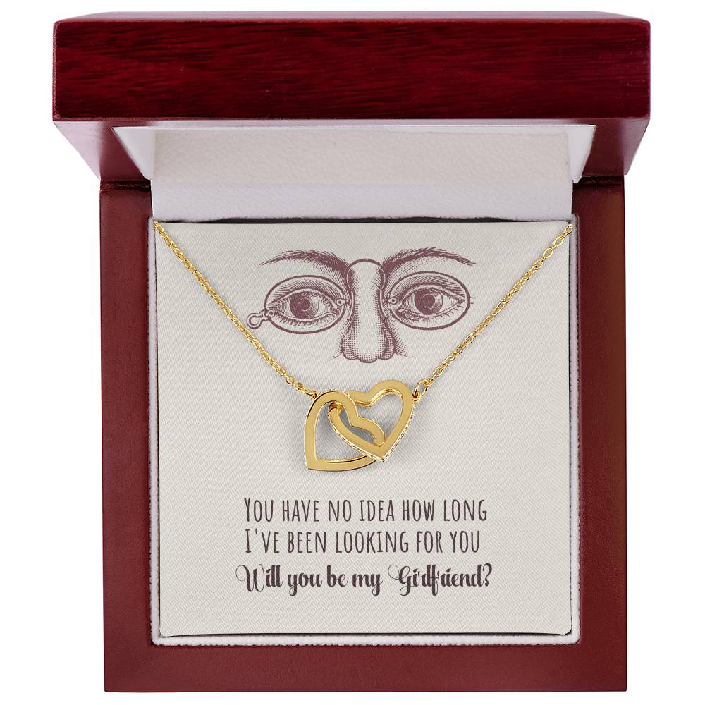 Will You Be My Girlfriend Gift Girlfriend Proposal Idea Interlocking Hearts Necklace