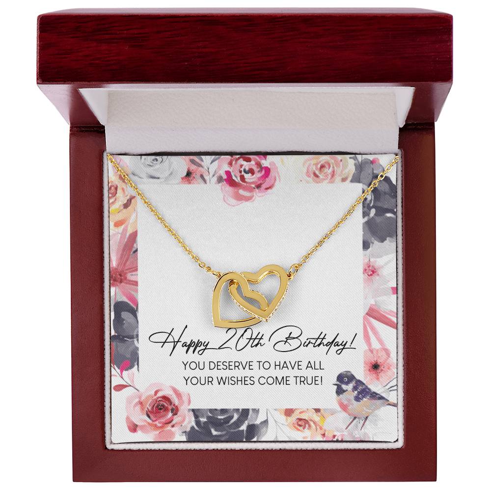 Happy 20Th Birthday Interlocking Hearts Necklace Message Card