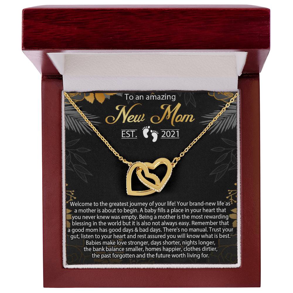 New Mom Necklace Gift Mom Est 2021 Necklace First Time Mom Necklace Baby Shower Necklace Interlocking Hearts Necklace Gift For New Mom