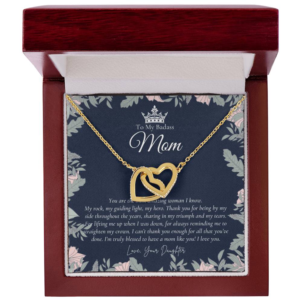 To My Beautiful Mom Necklace Badass Mom Gift Mother’S Day Gift Birthday Gift Gift From Daughter On Wedding Day Interlocking Hearts Necklace