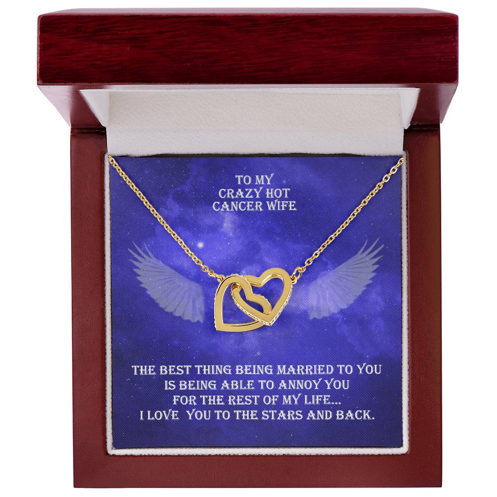 Hot Cancer Wife Interlocked Hearts Necklace With Personal Message Card And Jewelry Box. Interlocking Hearts Necklace