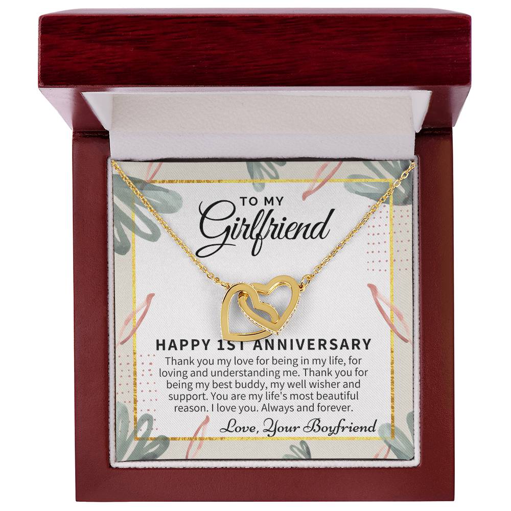 1St Anniversary Gift For Girlfriend Personalized Anniversary Gift One Year Anniversary Gifts 1 Year Anniversary Gift For Girlfriend Interlocking Hearts Necklace