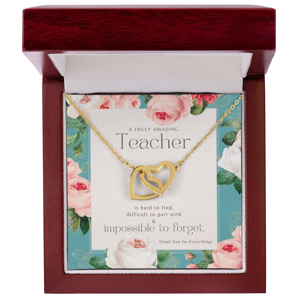 Teacher Gift Gift For Teacher Necklace A Truly Amazing Teacher Appreciation Gift Interlocking Hearts Necklace