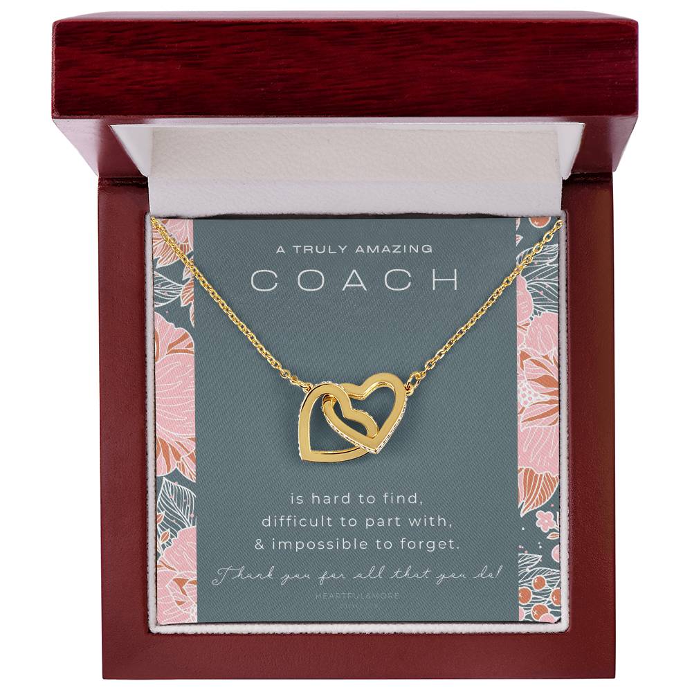 Gymnastics Coach Gift For Women Leaving Gift For Gymnastics Coach To A Truly Amazing Gymnastics Coach Thank You Gift Interlocking Hearts Necklace