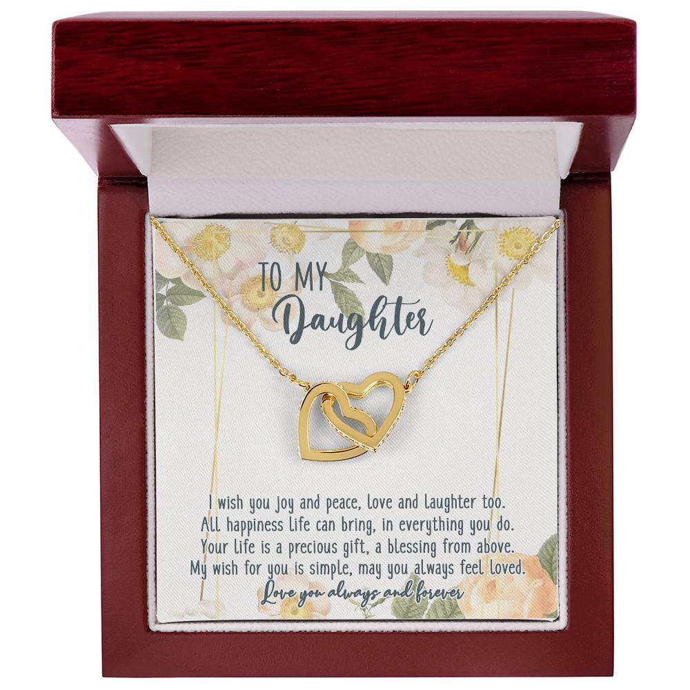To My Daughter Interlocking Hearts Necklace Birthday Message Card