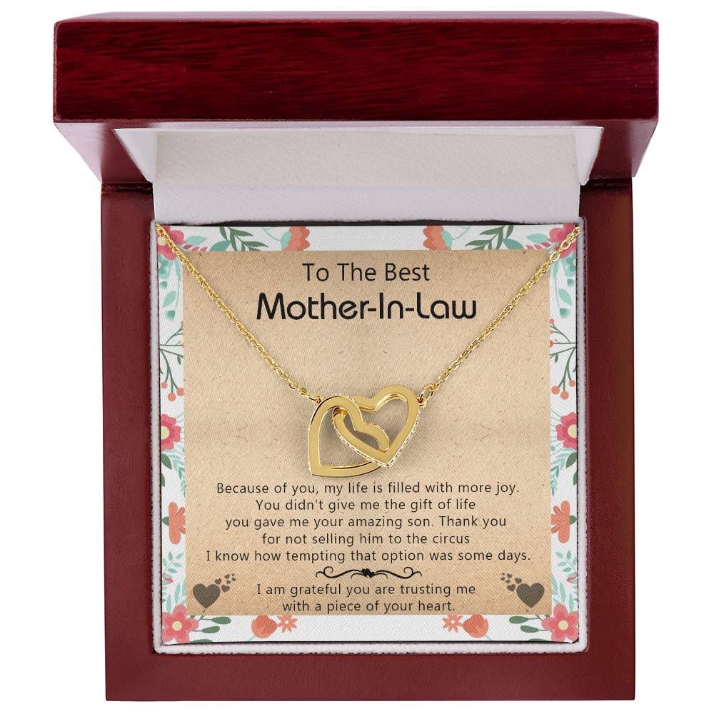 Gift For Mother-In-Law - My Life Is Filled With More Joy New - Interlocking Interlocking Hearts Necklace