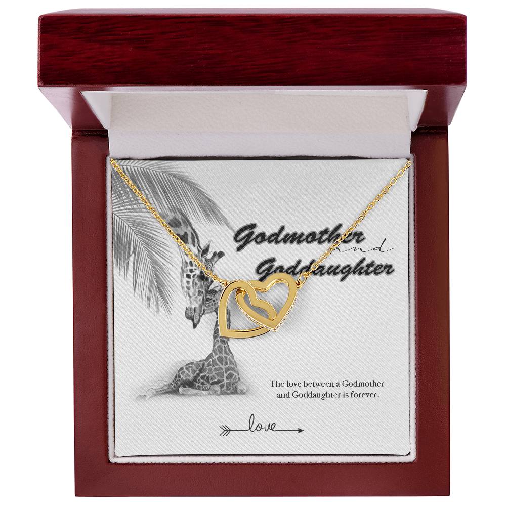 Godmother Goddaughter Gift Necklace Emotional Message Card Cute Giraffe Interlocking Hearts Necklace