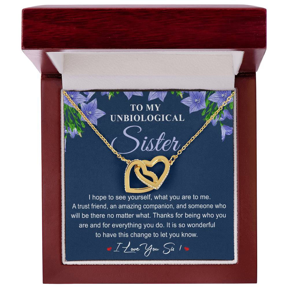 Collection Unbiological Sister - Love You Sis ! Interlocking Hearts Necklace