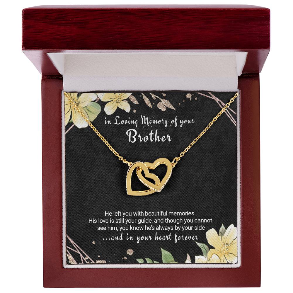 In Memory Brother Necklace Twin Hearts Sympathy Gift For Loss Of Brother Interlocking Hearts Necklace