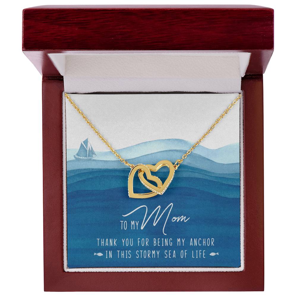 To My Mom Interlocking Hearts Necklace Message Card