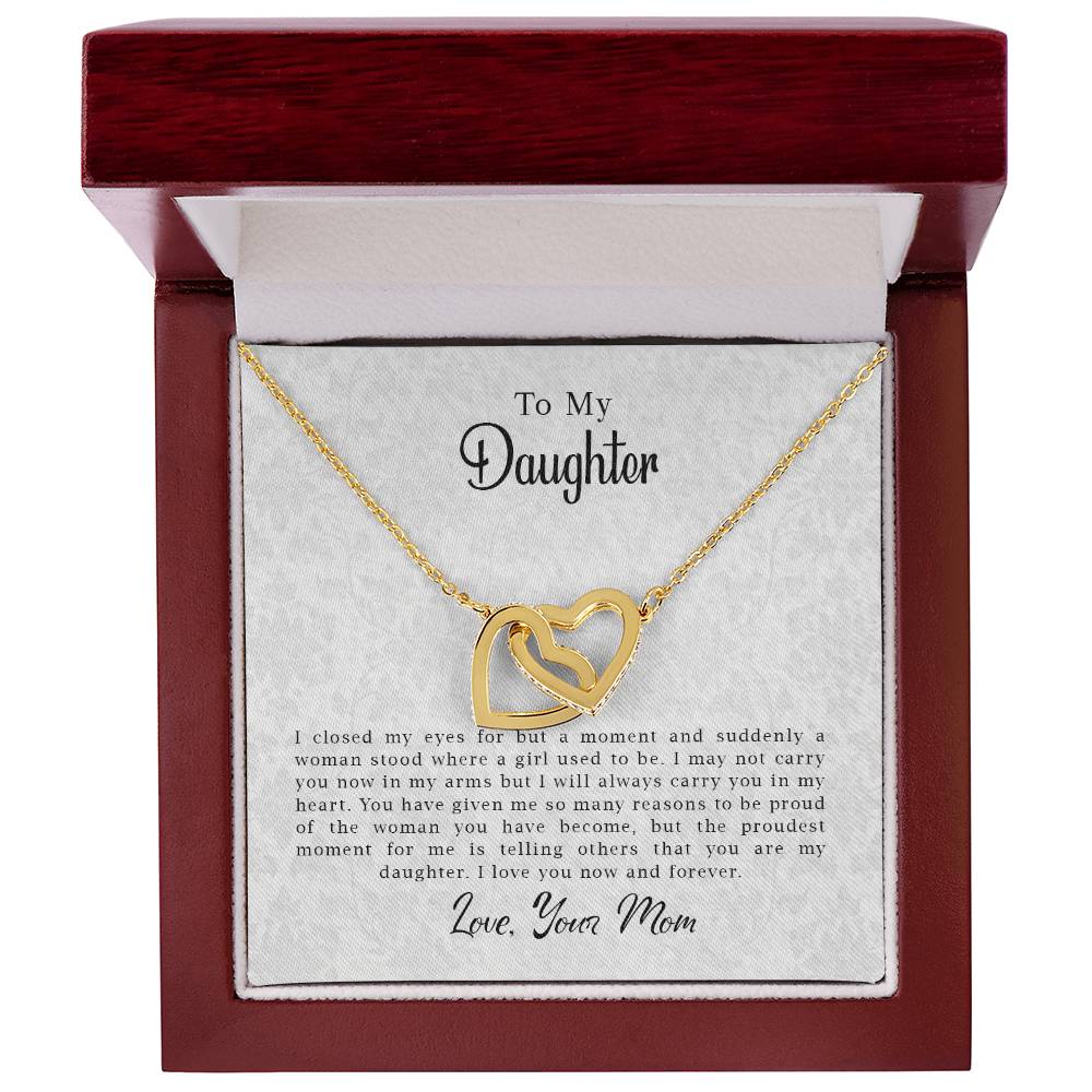 To My Daughter - Now & Forever - Necklace Interlocking Hearts Necklace