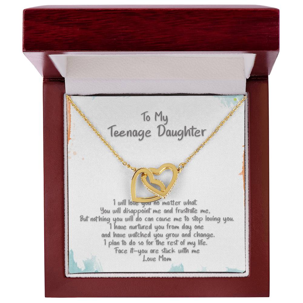 Teenage Daughter Love You No Matter What Hearts Locked Necklace Interlocking Hearts Necklace