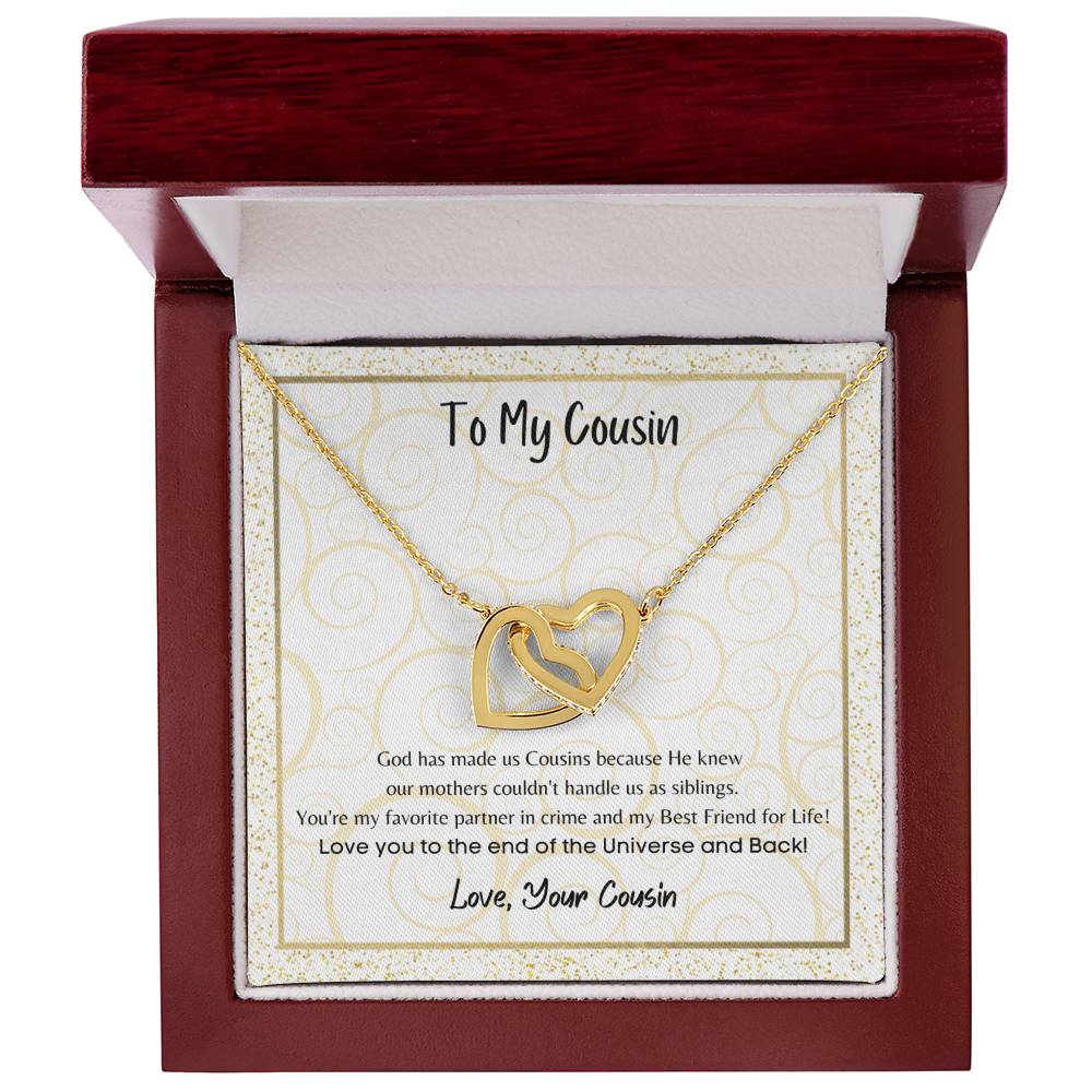 To My Cousin Interlocking Hearts Necklace