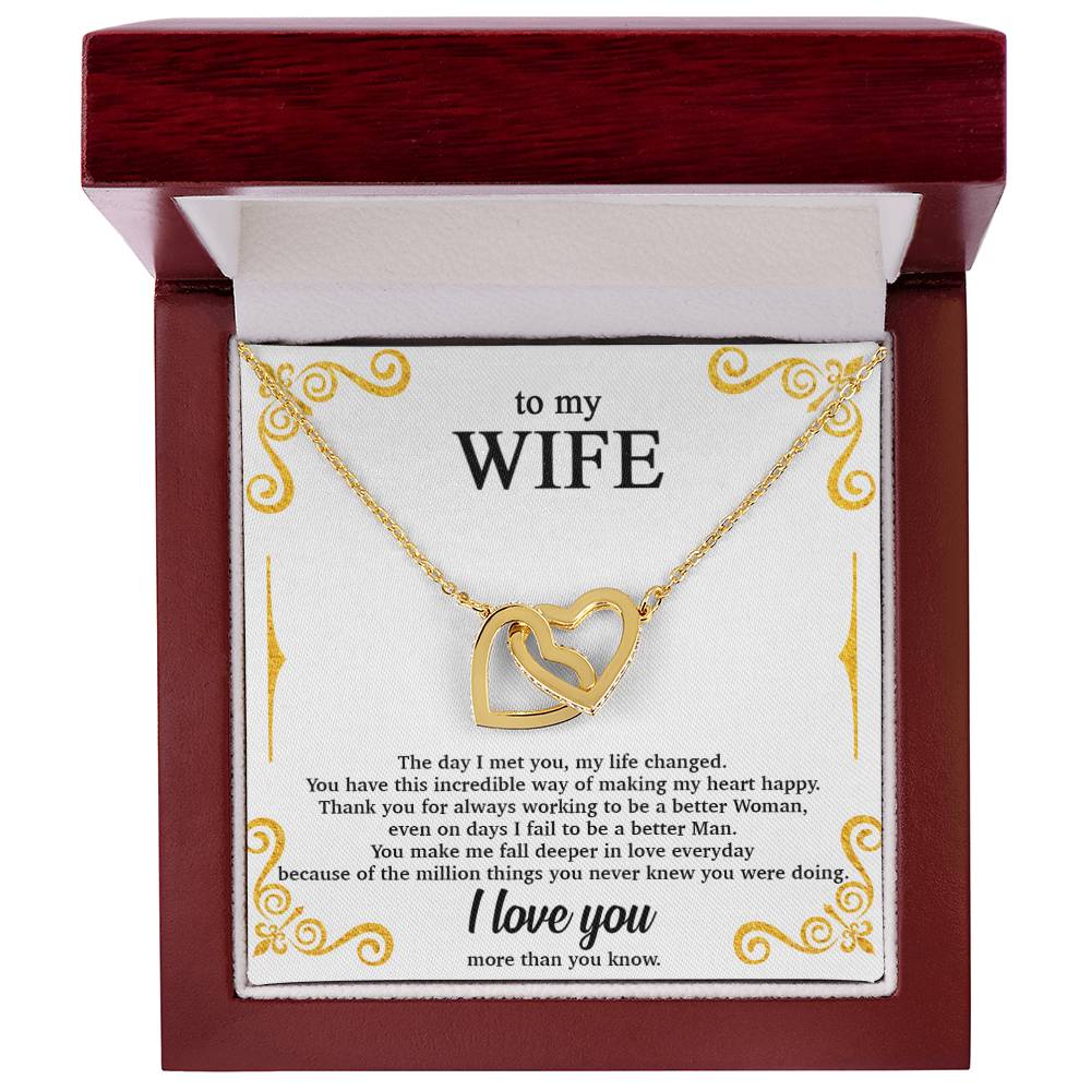 To My Wife - Luxurious Necklace Interlocking Hearts Necklace