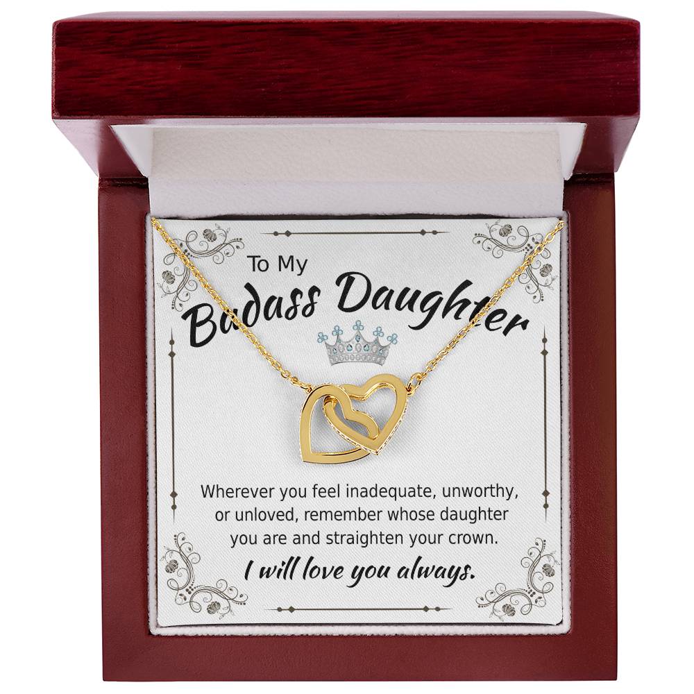To My Badass Daughter - Interlocking Heart Necklace Interlocking Hearts Necklace