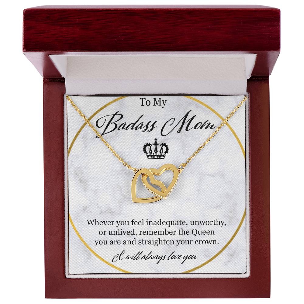 To My Badass Mom Interlocking Hearts Necklace
