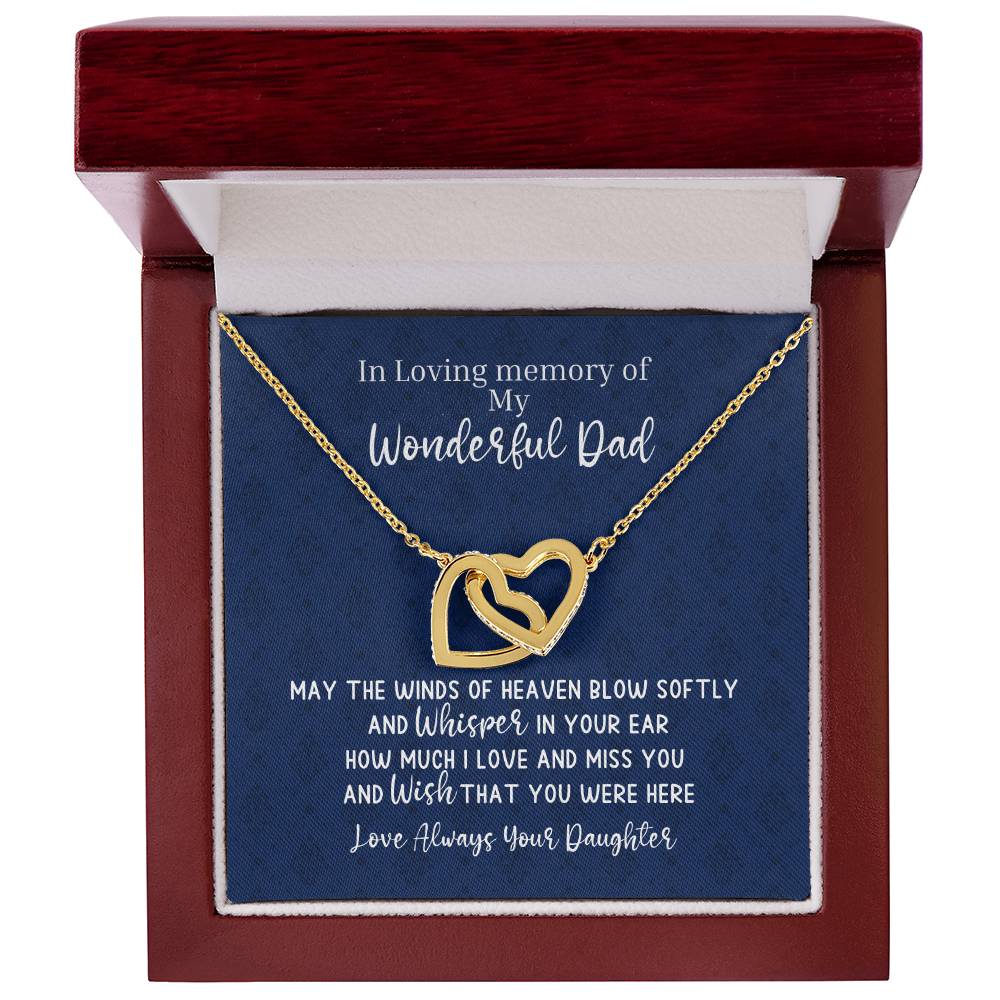 Dad Remembrance - 2 Hearts Necklace - Love Daughter Interlocking Hearts Necklace
