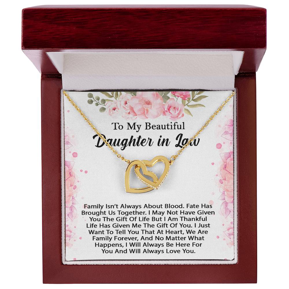 To My Beautiful Daughter In Law Hearts Necklace - Perfect Gift Interlocking Hearts Necklace