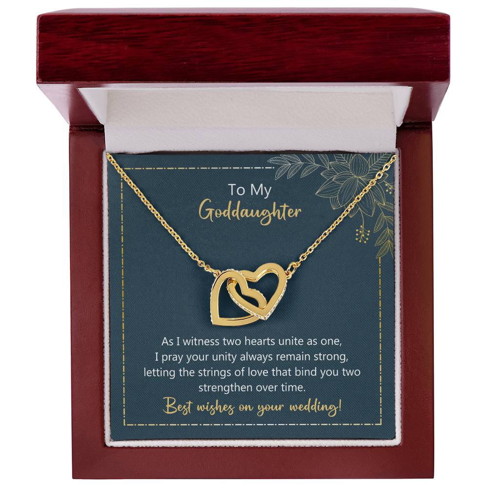 To My Goddaughter Two Unite As One Necklace Interlocking Hearts Necklace