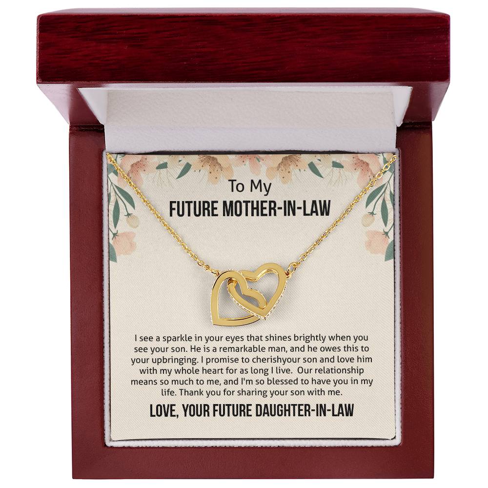 To My Future Mother-In-Law - Blessed To Have You Interlocking Hearts Necklace